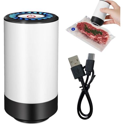 Minibomba de vacío multifuncional con puerto de carga tipo C, extractor eléctrico portátil para bolsas de vacío de alimentos y ropa (1/5)