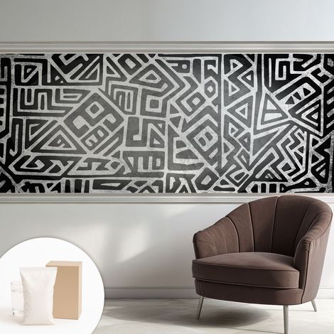 Papier peint intissé mural avec imprimé motifs uniques apparence moderne - Colle incluse gratuite Labyrinthe géométrique 250x104 cm (1/5)