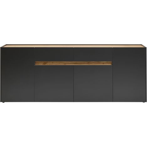 Esszimmer Sideboard CRISP-61 in anthrazit mit Absetzungen in Wotan Eiche Nb., B/H/T: ca. 220/87/40 cm (1/4)