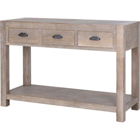 Haldon Collection 3 Drawer Console Table - Wood - L45 x W120 x H88 cm - Brown
