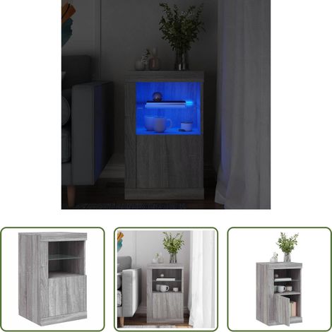 Éclairage LED - Armoire latérale et lumières LED sonoma gris bois d'ingénierie (1/5)