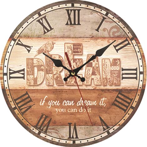 Horloge murale vintage, horloge murale simple en bois, horloge de 30 cm (12 pouces), horloge murale pour salon (1/5)