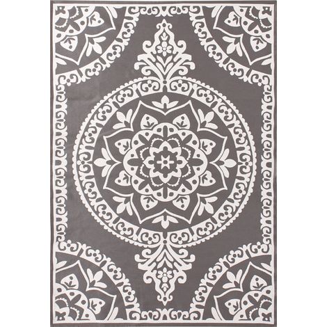 Alfombra rectangular moderna para interior exterior patrón oriental 160 x 230 cm gris Kohima (1/5)