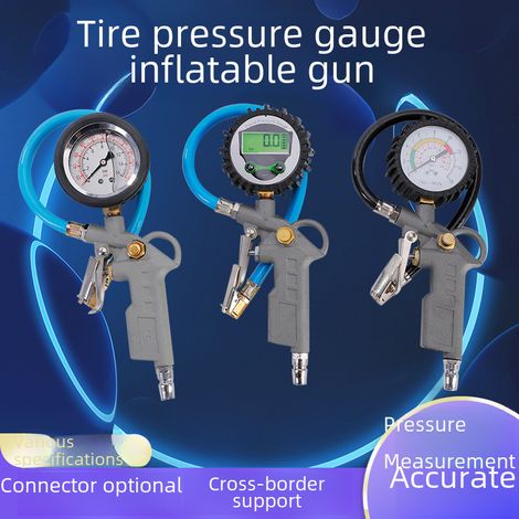 Pistola infladora de neumáticos de alta precisión para automóviles con pantalla digital y manómetro de aguja (pistola infladora de neumáticos azul americano  353 g)