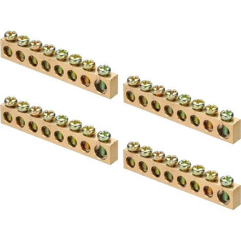 4 Pcs Barre De Terre Bornier Barre De Mise À La Terre Laiton 8 Positions Barres De Mise À La Terre Bloc Pour Electric Box (1/5)