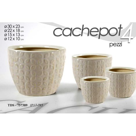 Set de 4 cachepots en céramique Ø30/22/15/12 cm
