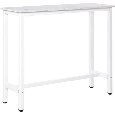 Table de Bar Mange-Debout 120x40x100cm Châssis Piètement Acier Blanc (1/5)