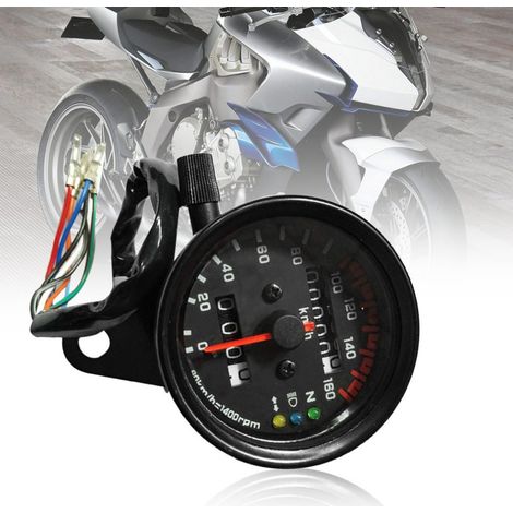 Tableau de bord modifié pour moto avec compteur kilométrique rétro à LED bicolore et double affichage du kilométrage