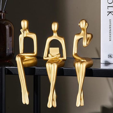 Dekorative goldene Statue für Wohnzimmer, Wohnbereich, Regal, modernes Regal, Büro, Tisch, 3-teilig (1/5)