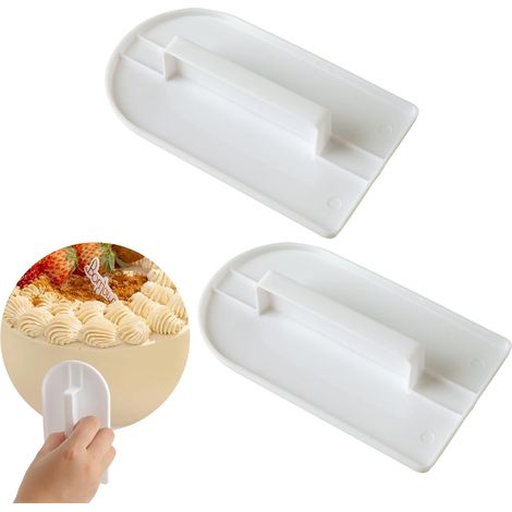 Ensemble de deux outils de lissage de gâteaux, pour la pâtisserie maison, la décoration en sucre, la crème au beurre et le glaçage. (1/5)