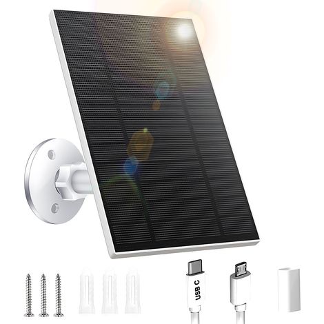 Panel solar de 6 V y 4000 mAh para cámara, cargador exterior IP65, soporte giratorio de 360° para cámara IP. (1/5)