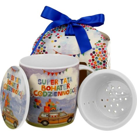 Becher mit Teesieb und Deckel, 400 ml – Super-Papa-Geschenk für Papa (1/5)