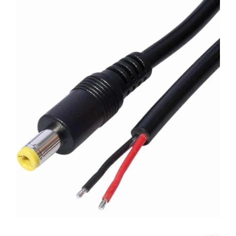 Fiche mâle DC 5.5x2.5mm avec câble à fils nus - Alimentation secteur - Tête droite (1/4)