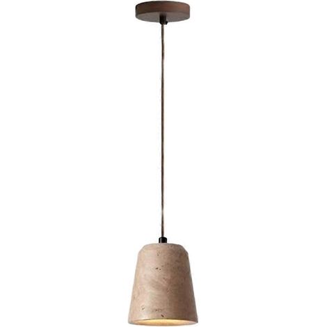 Suspension LED en pierre de travertin jaune pour table de salon/salle à mangerluminaire suspendu rétro en bois. (1/5)