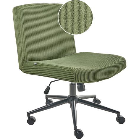 Silla de escritorio giratoria con tapizado de pana asiento ancho neumático inclinable para oficina en casa verde Geddes