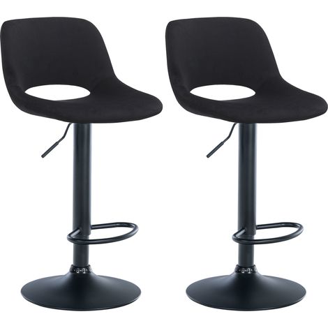 Set de 2 Taburetes de bar Camden en terciopelo Negro Metal negro mate (1/5)