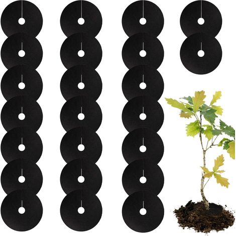 Lot de 25 colliers de chou, anneau rond de paillage pour plantes dissuades, limaces, mouches racines, escargots, mauvaises herbes, parterres de fleurs, rétention d'humidité du sol (15 cm) (1/5)
