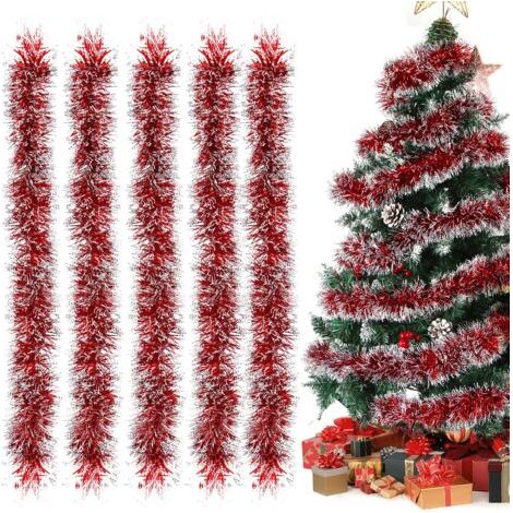 BUNTHAUS Guirlandes de Noël rouges en glaçure, lot de 5 guirlandes de Noël, guirlandes métalliques en glaçure, guirlande pour sapin de Noël (1/5)
