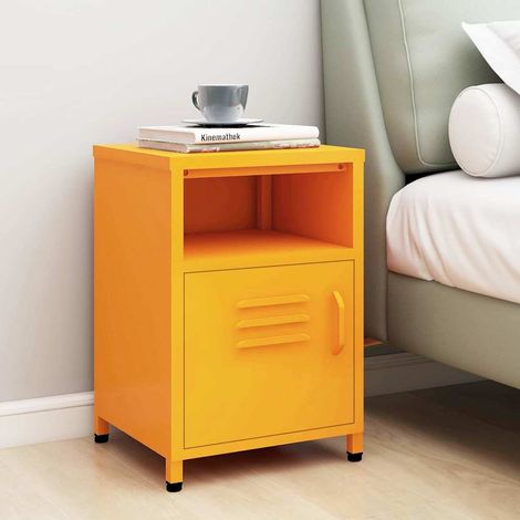 Table de chevet flottante-Table de nuit Jaune moutarde 35x35x51 cm Acier 916738 (1/5)
