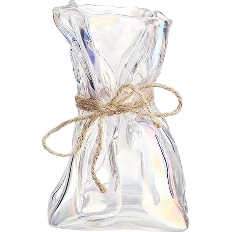 Antike, handgefertigte Dekovase aus klarem und farbigem Glas, Vintage-Vase im böhmischen Stil mit unregelmäßigem Design. (1/5)