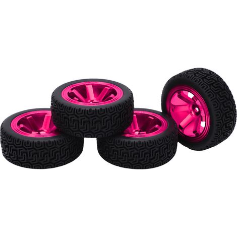 Pneus en caoutchouc rose, 6 dents, en alliage d'aluminium, finition soignée, installation facile. Idéal pour voitures de sport 1/10. (1/5)