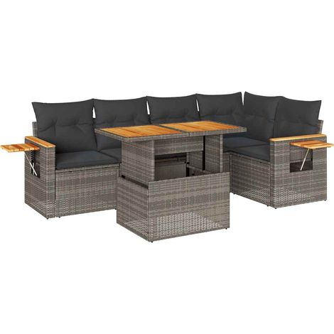 Set Divano da Giardino 6pz con Cuscini Grigio Polyrattan Acacia vidaXL (1/5)
