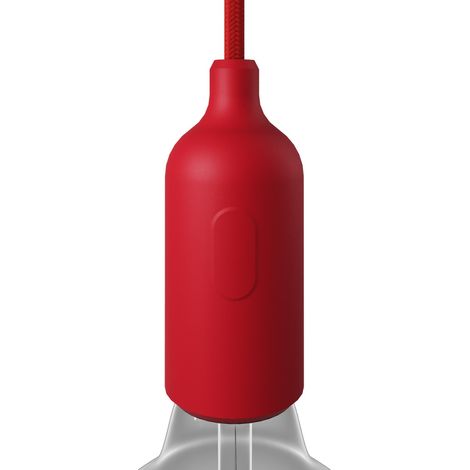 creative cables - Kit portalampada E27 in Silicone con Interruttore e serracavo nascosti - Rosso