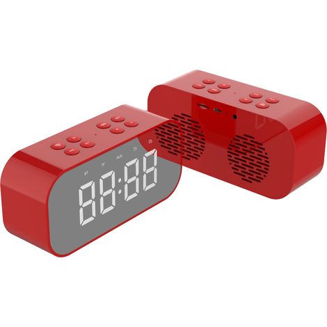 Réveil avec haut-parleur Bluetooth pour chambre/bureau, petit réveil numérique pour adultes, adolescents et enfants ayant le sommeil lourd, avec double alarme, affichage LED miroir, appels mains libre (1/5)