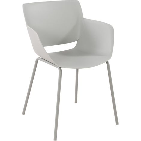 Sedia da interno o da esterno plastica grigio chiaro struttura in acciaio verniciato a polvere 100007126