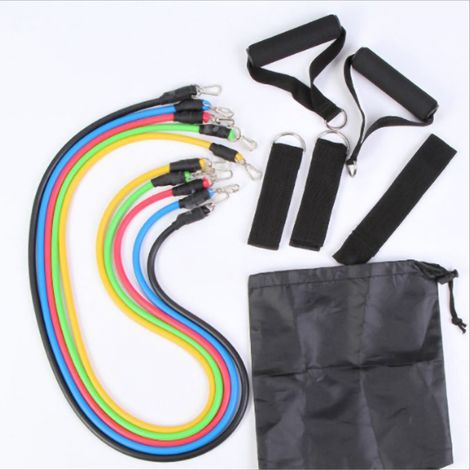 Lot de 11 bandes de résistance en latex multifonctionnelles pour exercices de musculation. (1/5)
