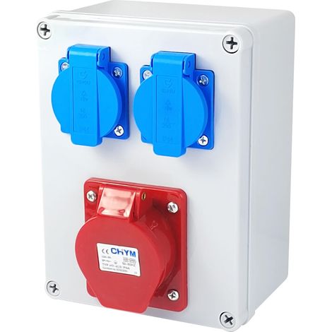 Coffret de Chantier 16A 5P, Avec Prises 220V, IP44 Prise Exterieure Etanche, Répartiteur de Courant, pour Chantier de Construction, Usine, Ecole (1/5)