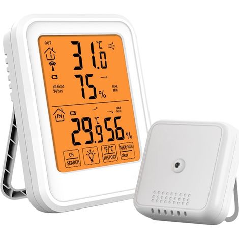 Station météo sans fil avec capteur extérieur,radio-réveil numérique DCF sans fil, thermomètre, hygromètre intérieur/extérieur, thermomètre d'ambiance,humidité,prévisions météo et affichage de l'heure (1/5)