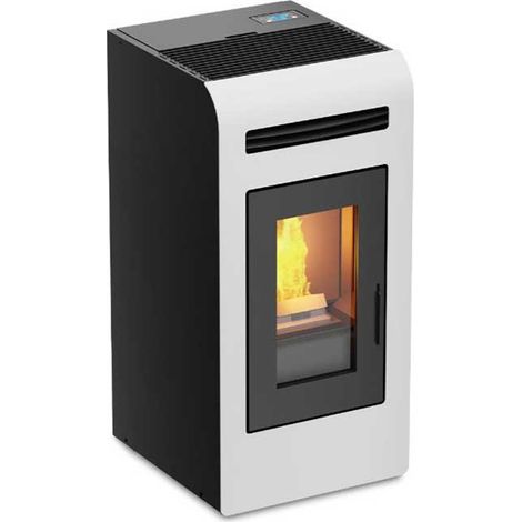 Stufa a Pellet FOCO Bianco - Mod. Cayenne 12 - Classe Energetica A+ - Cassetto Cenere Spazioso e Rimovibile (1/2)