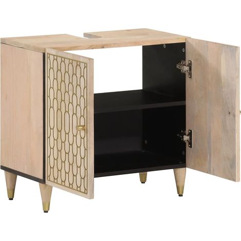 Mobile Lavabo da Bagno Armadio da Bagno 62x33x58cm in Legno Massello di Mango (1/5)
