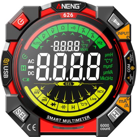 Multimeter 626, 7 MHz AC/DC, 20 mF VA, Widerstandsmessung, 600 V, USB-aufladbar