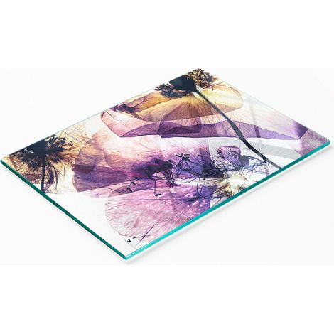 Tabla de cortar decorativa de cristal para cocina con semillas de amapola secas, 80x52 cm