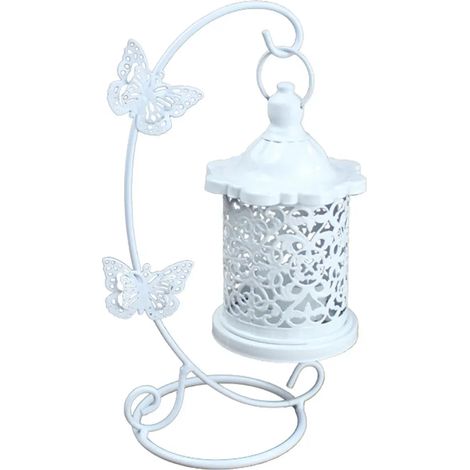 [JAMAIS UTILISÉ]Bougeoir électrique en rotin à suspension papillon, chandelier creux en fer forgé, lampe porte-bougie, artisanat quotidien (1/5)