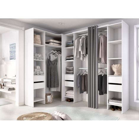 VESTIARIO ANGOLO APERTO CON CASSETTI E TENDE TONY - Bianco