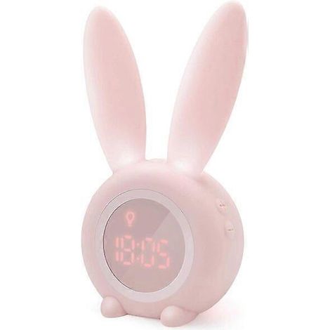 Réveil à capteur, lumière de réveil le matin + compte à rebours, design lapin de dessin animé, un excellent réveil cadeau pour enfants. (1/5)