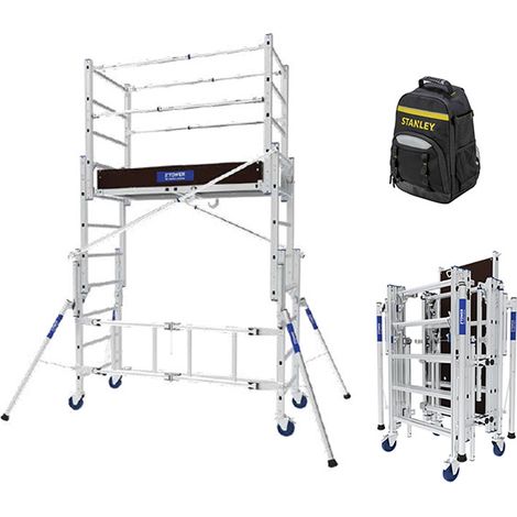 Echafaudage roulant pliant - Hauteur max. de travail 3.80m + Sac à dos - 22407420/SAC