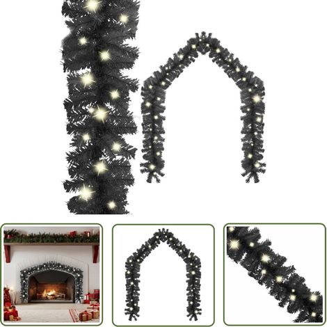 The Living Store Guirlande de Noël avec lumières LED 20 m Noir - Guirlande De Noel - Guirlande Lumineuse - Decoration Noel - Luminaire Led - Ambiance Festive (1/5)