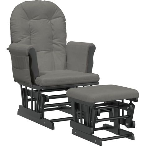 Fauteuil de relaxation chaise berçante d'allaitement avec repose-pieds en tissu gris DEC028743