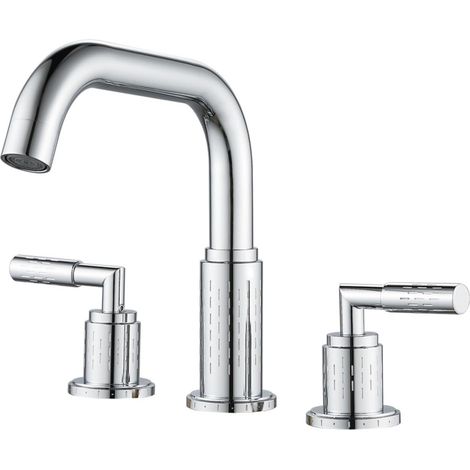 Robinet de salle de bain, métal, 3 trous, pour salle de bain (1/5)