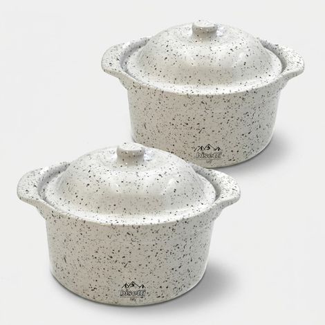 Set aus 2 Cocotte-Auflaufformen aus Keramik Stoneware Bisetti Stonewhite (1/5)