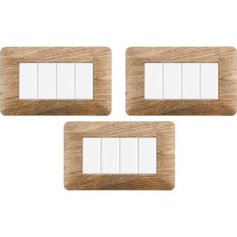 gloca Set Placche Plastica Compatibili Matix (3 Pezzi Legno Chiaro, 4 Posti) (1/4)