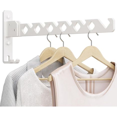 Gancho para ropa - Plegable - Blanco - 35 cm - Montaje en pared - Gancho de pared - Perchero - Colgador de ropa - Tendedero (1/5)
