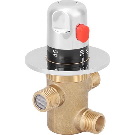 Robinet thermostatique de baignoire en laiton et cuivre, installation encastrée, thermostat universel pour lavabo avec commande de température d'eau et agitateur. (1/5)