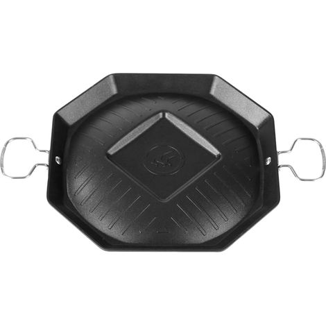 SizzlePro Plaque de Cuisson Octogonale 30 cm – Plancha de Camping Pliable avec 2 Zones de Cuisson, Aluminium 2,2 mm et Acier Inoxydable, pour Barbecue et Camping (1/5)