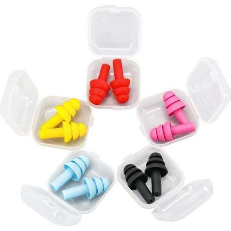 Lot de 10 paires de bouchons d'oreille pour le sommeil - En silicone souple - Confortables et réutilisables - Protection auditive contre les ronflements et la natation, (1/5)
