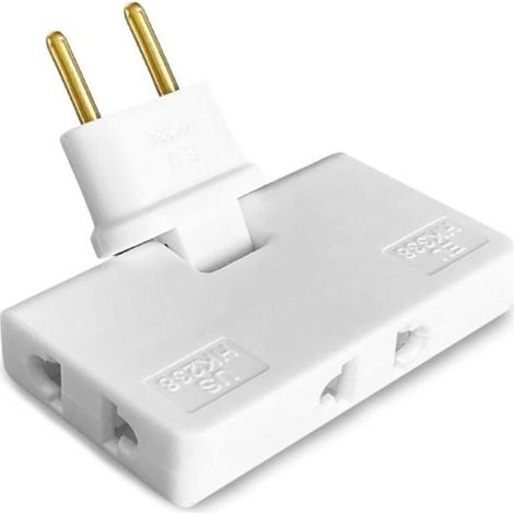 Flat behind-cabinet power strip with 3 outlets, flat plug with 180° swivel connection, wall-mounted power strip with adapter (1/5)